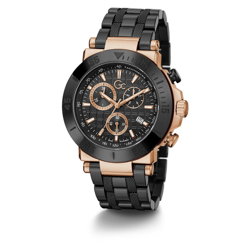 Gc Sport Chic Black Round Dial Quartz Men Watch - Guess Collection Watch Gc