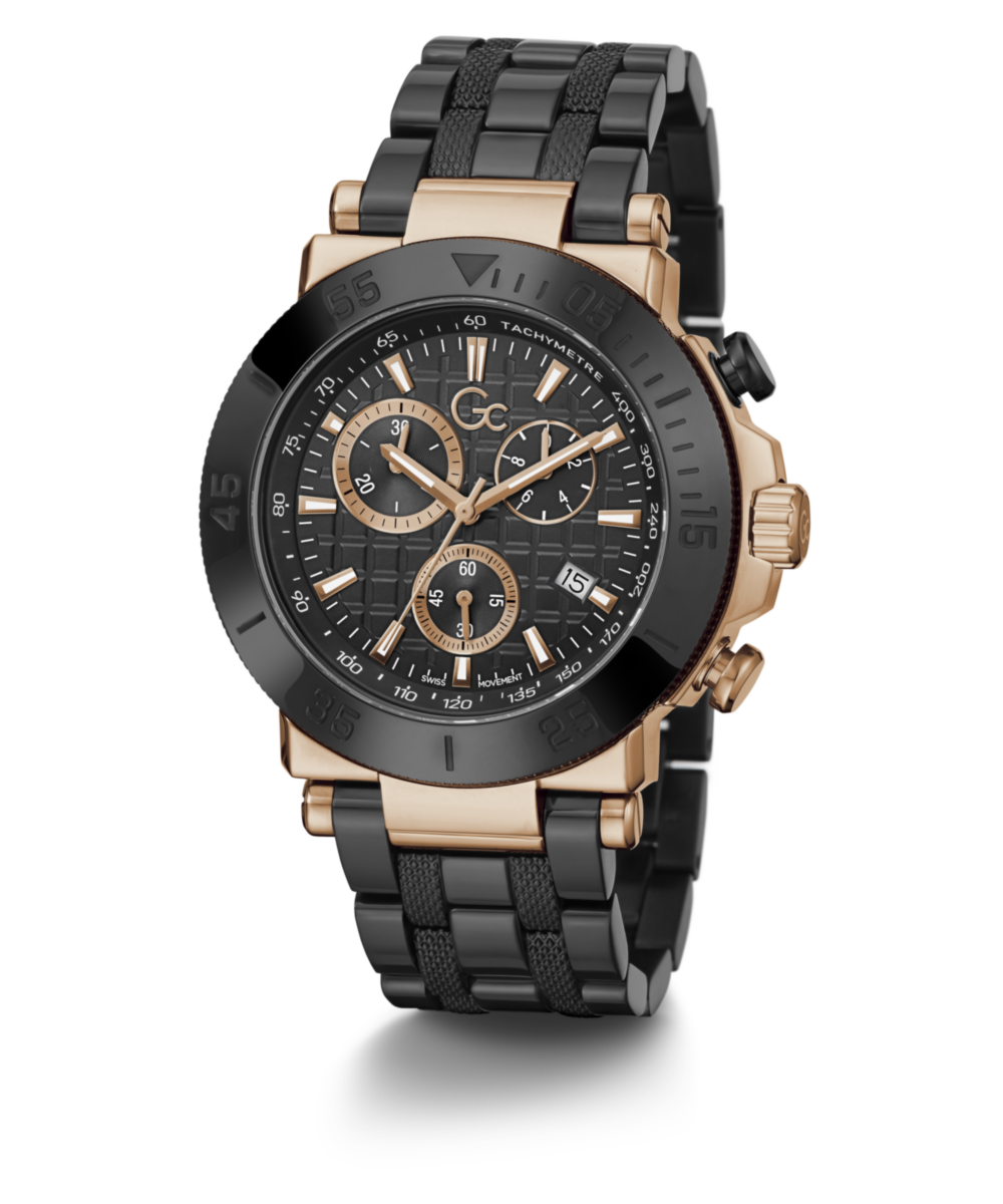 Gc Sport Chic Black Round Dial Quartz Men Watch - Guess Collection