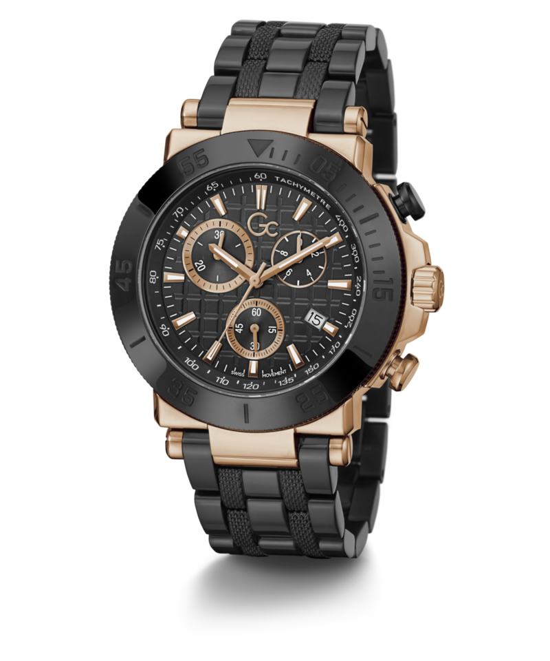 Gc Sport Chic Black Round Dial Quartz Men Watch - Guess Collection Watch Gc
