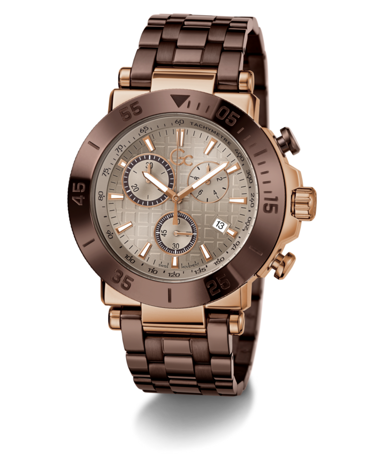 Gc One Sport Beige Round Quartz Men Watch - Guess Collection Watch Gc