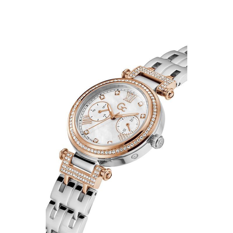 Gc Sport Chic White Round Dial Quartz Women Watch - Guess Collection Watch Gc