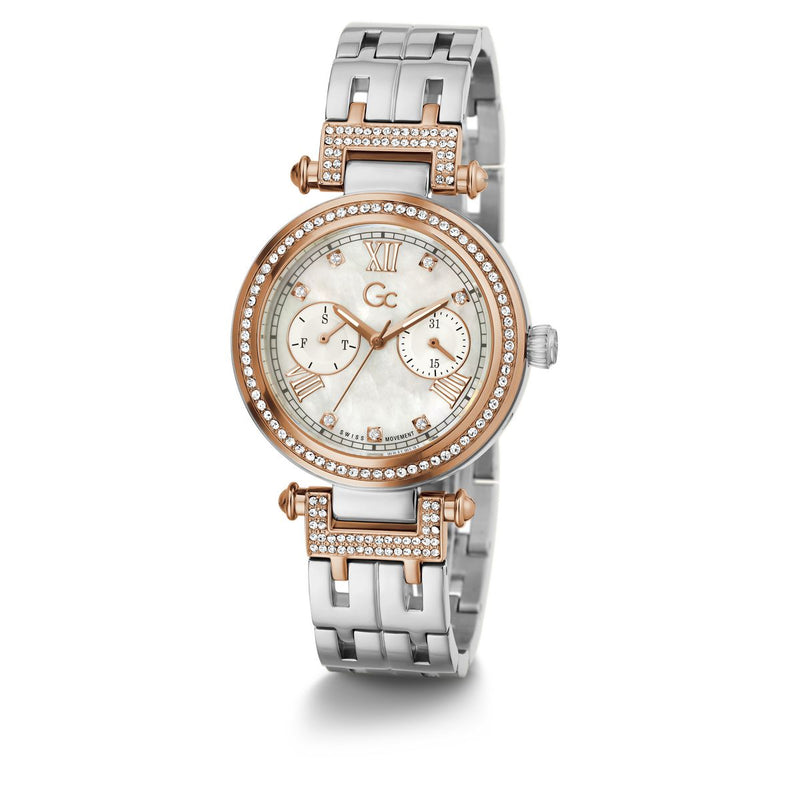 Gc Sport Chic White Round Dial Quartz Women Watch - Guess Collection Watch Gc