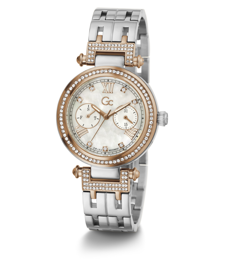 Gc Sport Chic White Round Dial Quartz Women Watch - Guess Collection Watch Gc
