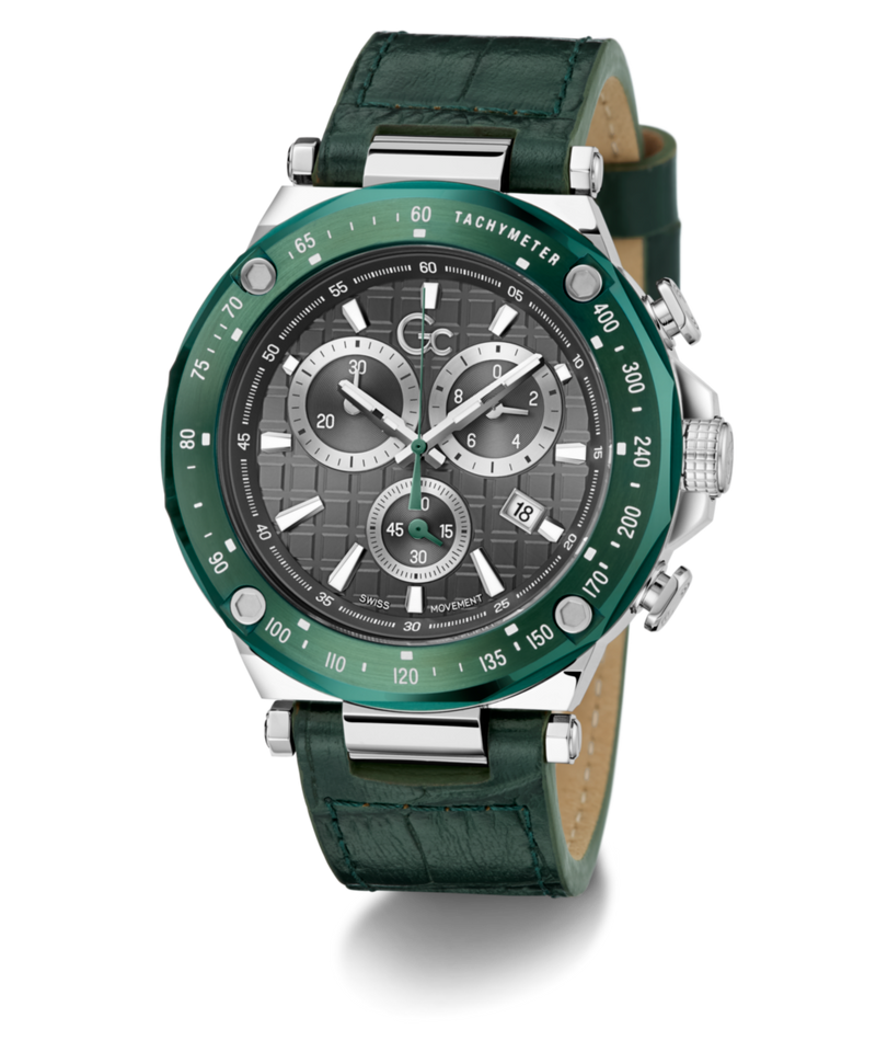 Gc Spirit Leather Grey Round Dial Quartz Analog Men Watch - Guess Collection Watch Gc