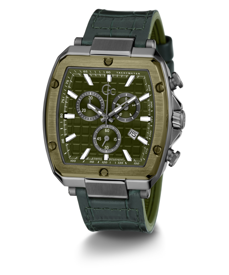 Gc Sport Chic Green Tonneau Dial Quartz Men Watch - Guess Collection Watch Gc