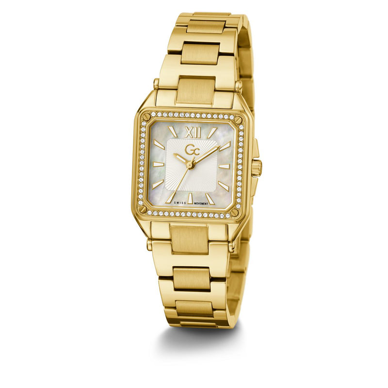 Gc Sport Chic White Square Dial Quartz Analog Women Watch - Guess Collection Watch Gc