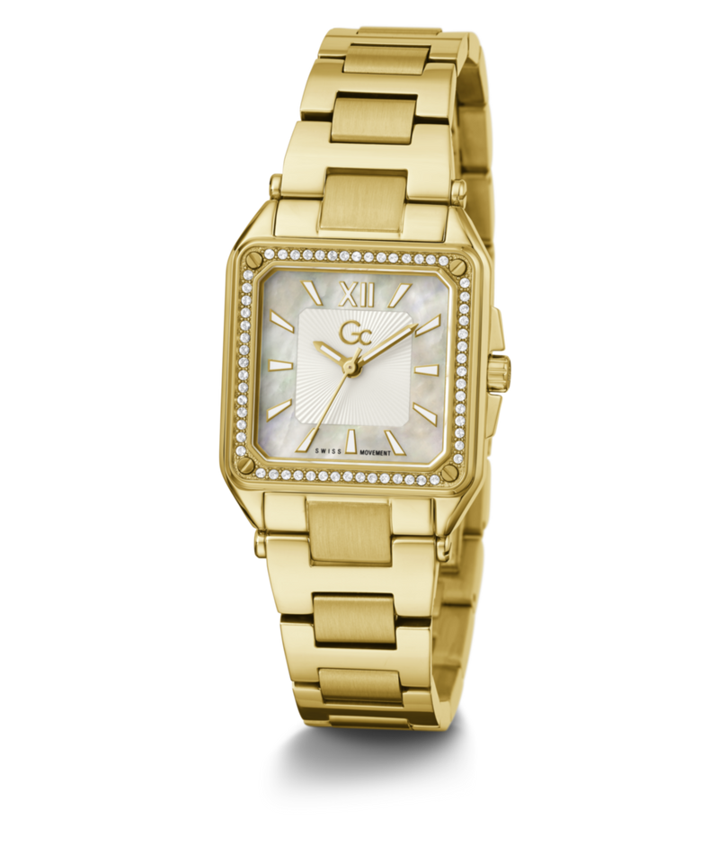 Gc Sport Chic White Square Dial Quartz Analog Women Watch - Guess Collection Watch Gc