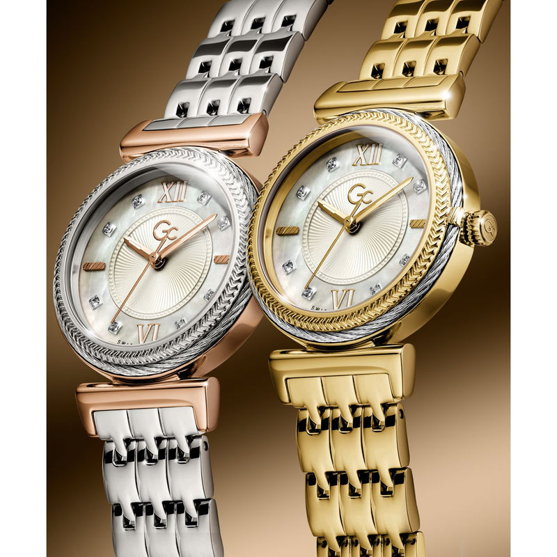 Gc Sport Chic White Round Dial Quartz Analog Women Watch - Guess Collection Watch Gc