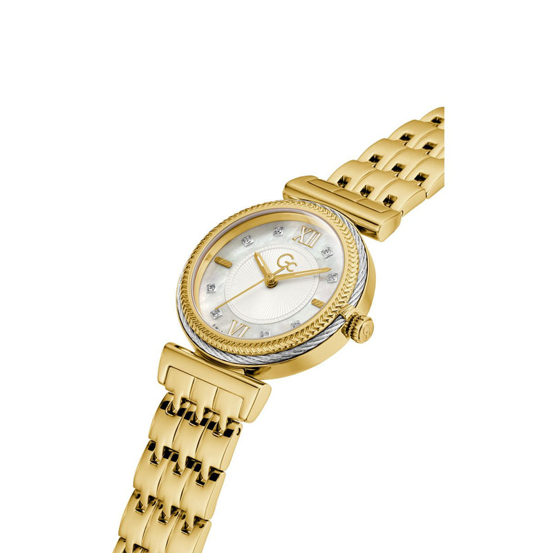 Gc Sport Chic White Round Dial Quartz Analog Women Watch - Guess Collection Watch Gc