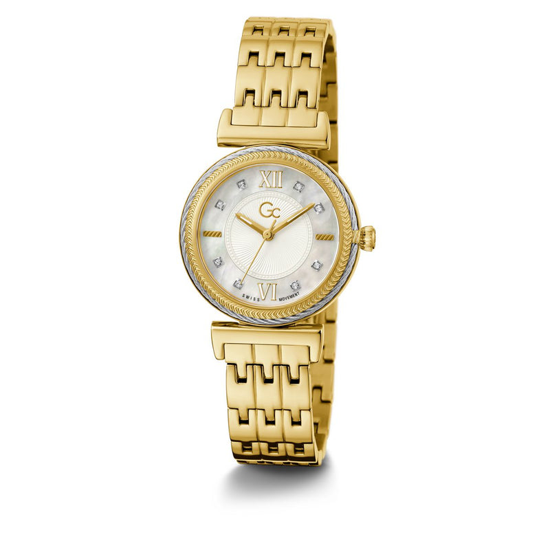 Gc Sport Chic White Round Dial Quartz Analog Women Watch - Guess Collection Watch Gc