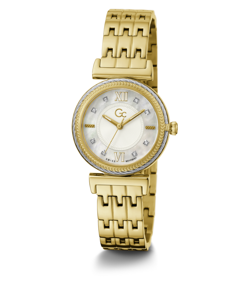Gc Sport Chic White Round Dial Quartz Analog Women Watch - Guess Collection Watch Gc