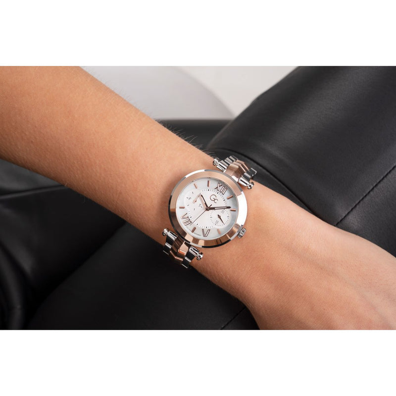 Gc Sport Chic White Round Dial Quartz Women Watch - Guess Collection Watch Gc