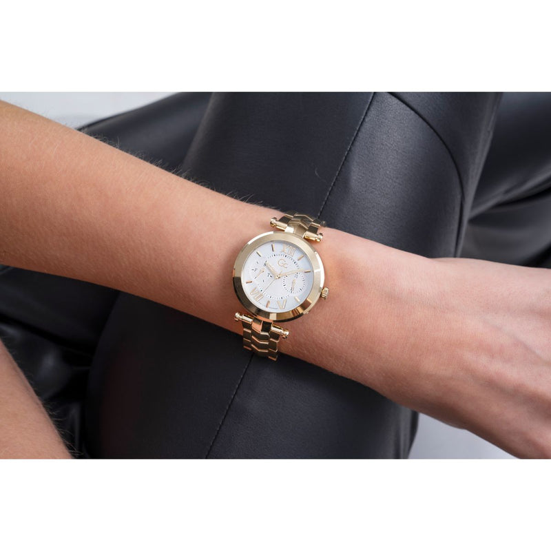 Gc Sport Chic White Round Dial Quartz Women Watch - Guess Collection Watch Gc