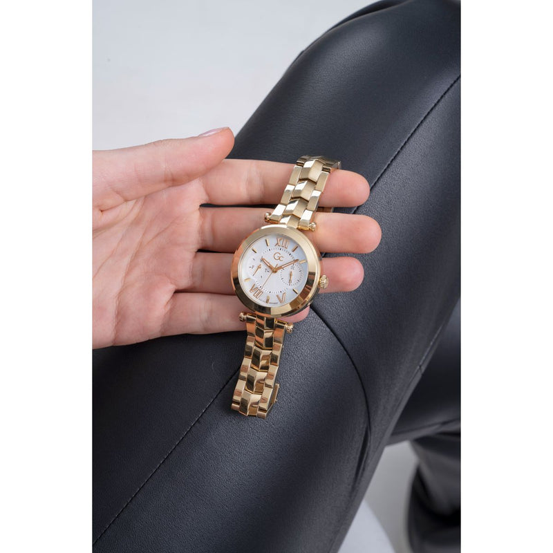 Gc Sport Chic White Round Dial Quartz Women Watch - Guess Collection Watch Gc