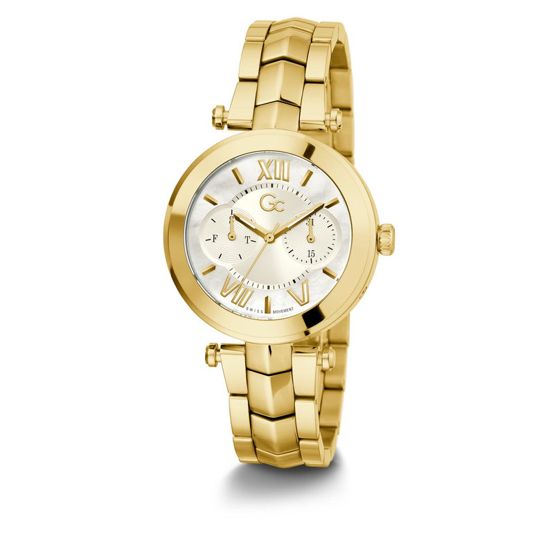 Gc Sport Chic White Round Dial Quartz Women Watch - Guess Collection Watch Gc