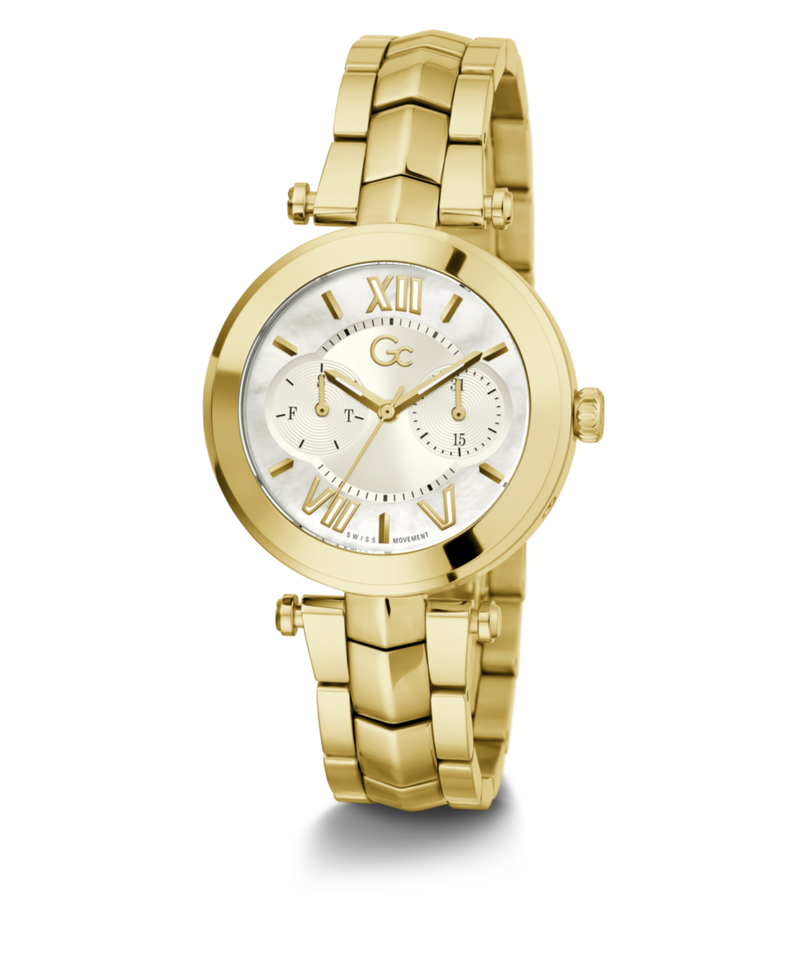 Gc Sport Chic White Round Dial Quartz Women Watch - Guess Collection Watch Gc