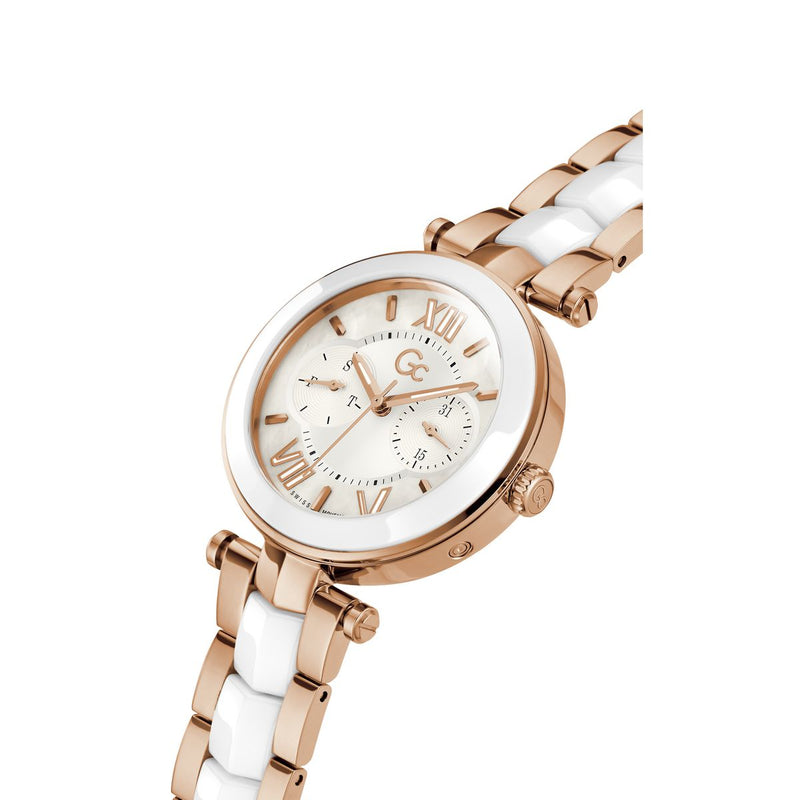 Gc Sport Chic White Round Dial Quartz Women Watch - Guess Collection Watch Gc