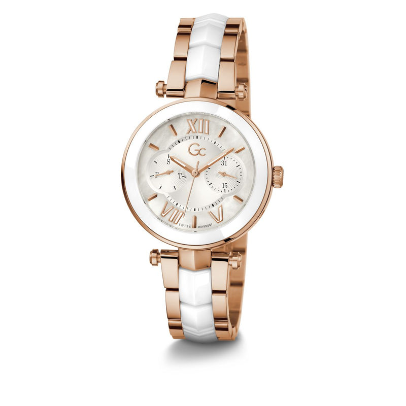 Gc Sport Chic White Round Dial Quartz Women Watch - Guess Collection Watch Gc