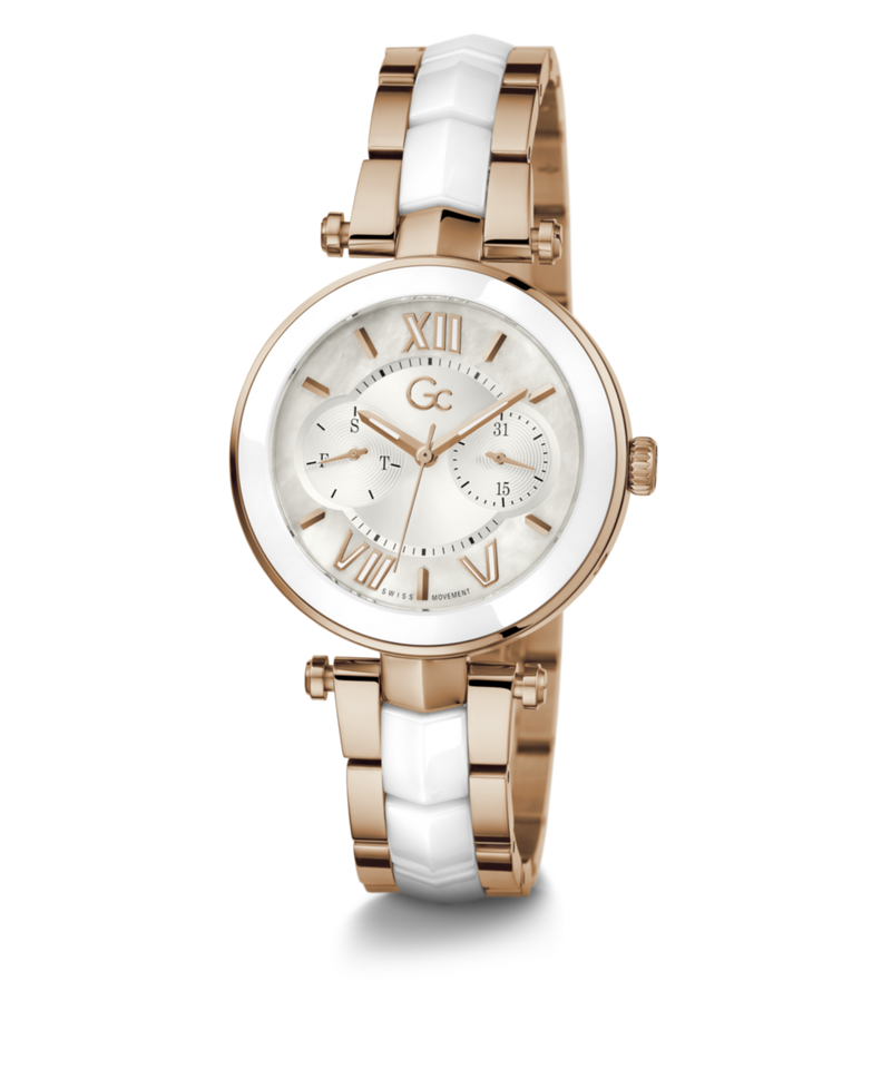 Gc Sport Chic White Round Dial Quartz Women Watch - Guess Collection Watch Gc