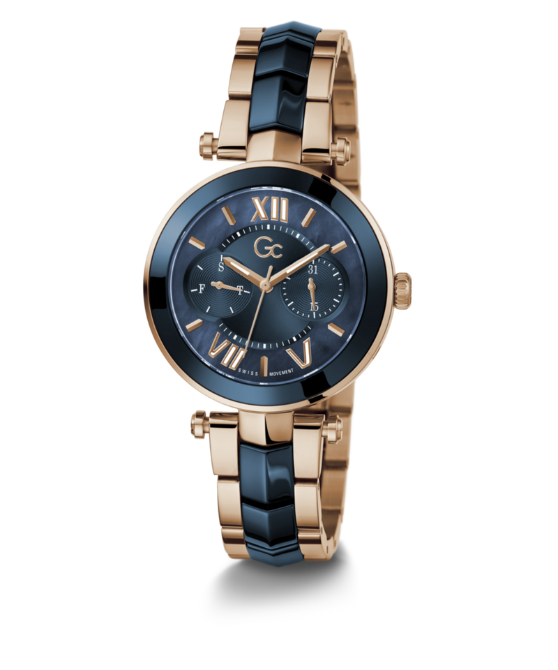 Gc Sport Chic Blue Round Dial Quartz Women Watch - Guess Collection Watch Gc