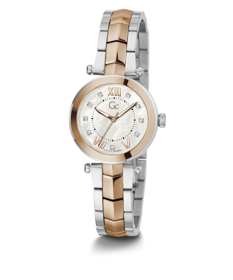 Gc Sport Chic White Round Dial Quartz Analog Women Watch - Guess Collection Watch Gc