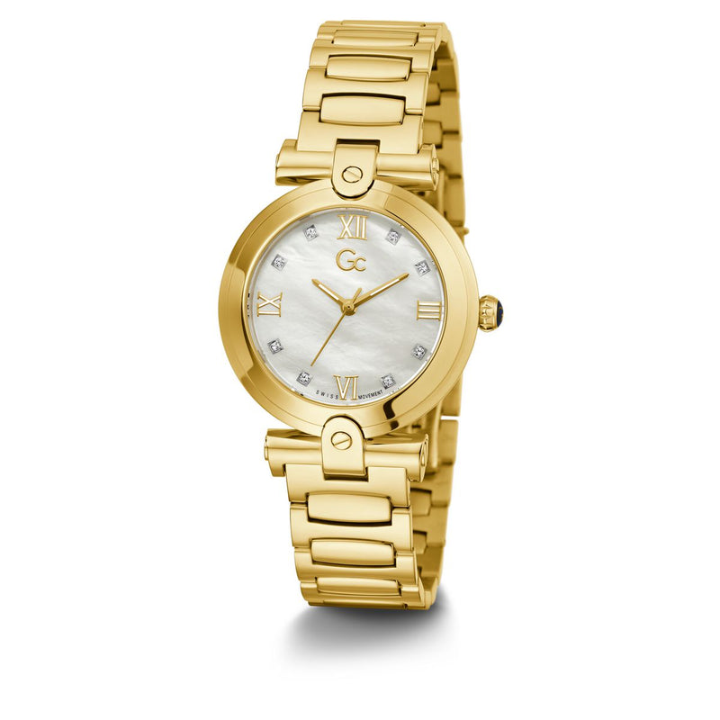 Gc Sport Chic White Round Dial Quartz Analog Women Watch - Guess Collection Watch Gc