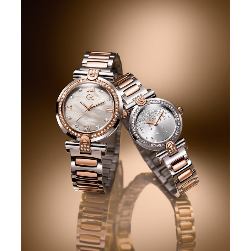 Gc Sport Chic White Round Dial Quartz Analog Women Watch - Guess Collection Watch Gc