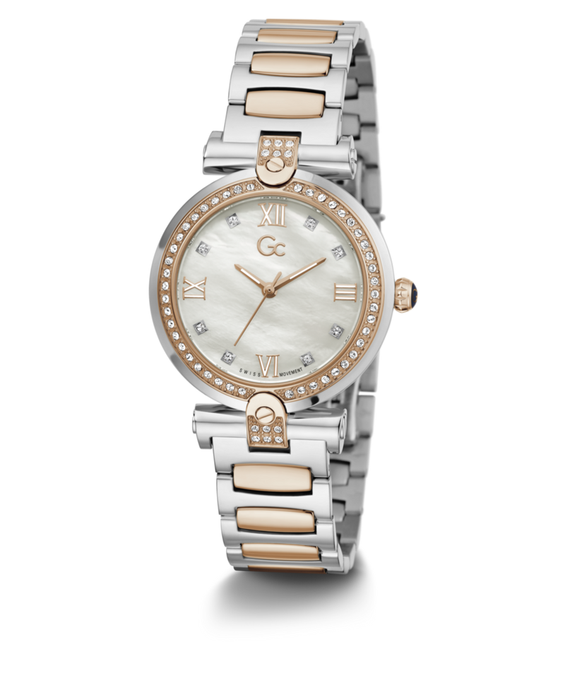 Gc Sport Chic White Round Dial Quartz Analog Women Watch - Guess Collection Watch Gc