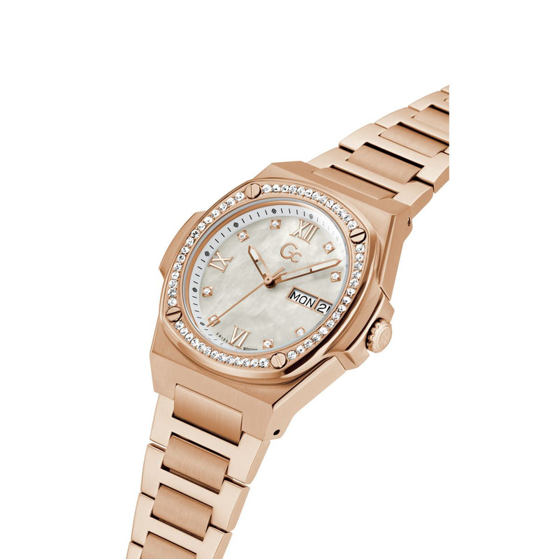 Gc Sport Chic White Round Dial Quartz Women Watch - Guess Collection Watch Gc