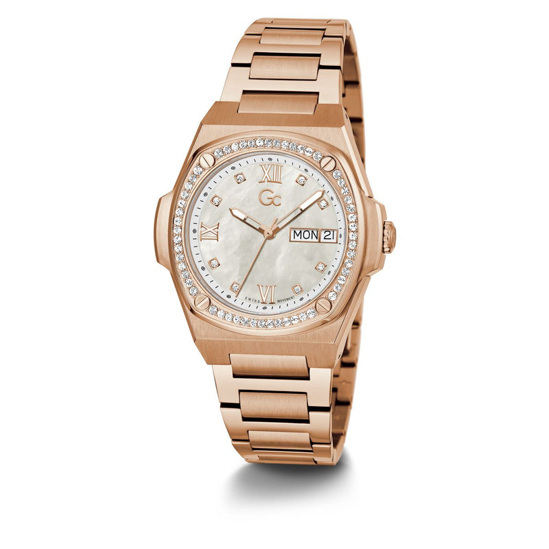 Gc Sport Chic White Round Dial Quartz Women Watch - Guess Collection Watch Gc