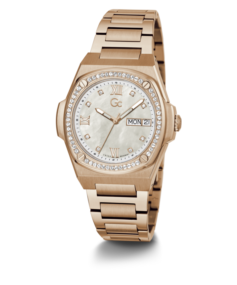 Gc Sport Chic White Round Dial Quartz Women Watch - Guess Collection Watch Gc