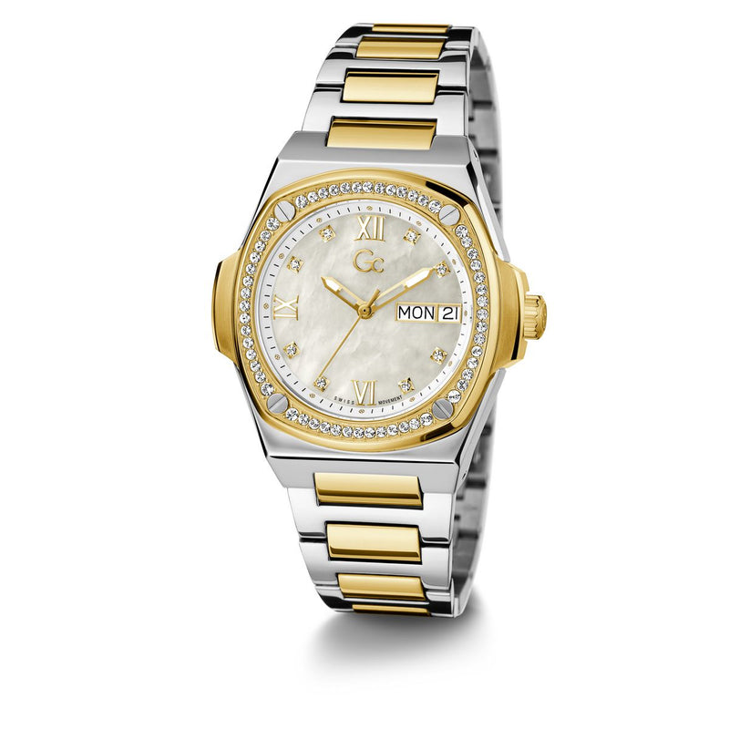 Gc Sport Chic Silver Round Dial Quartz Analog Women Watch - Guess Collection Watch Gc