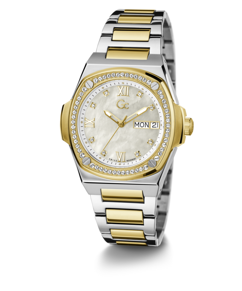 Gc Sport Chic Silver Round Dial Quartz Analog Women Watch - Guess Collection Watch Gc