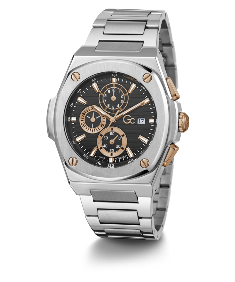 Gc Sport Chic Black Round Dial Quartz Men Watch - Guess Collection Watch Gc