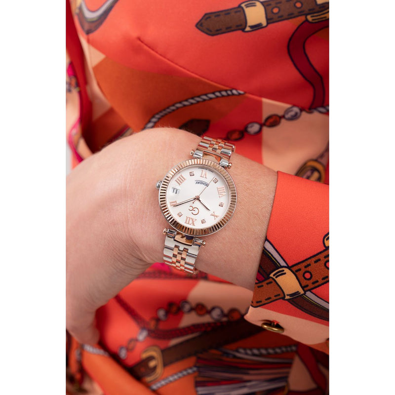 Gc Sport Chic White Round Dial Quartz Women Watch - Guess Collection Watch Gc