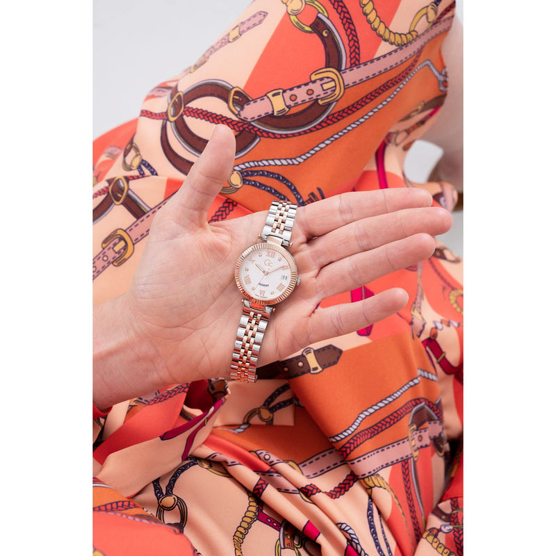Gc Sport Chic White Round Dial Quartz Women Watch - Guess Collection Watch Gc