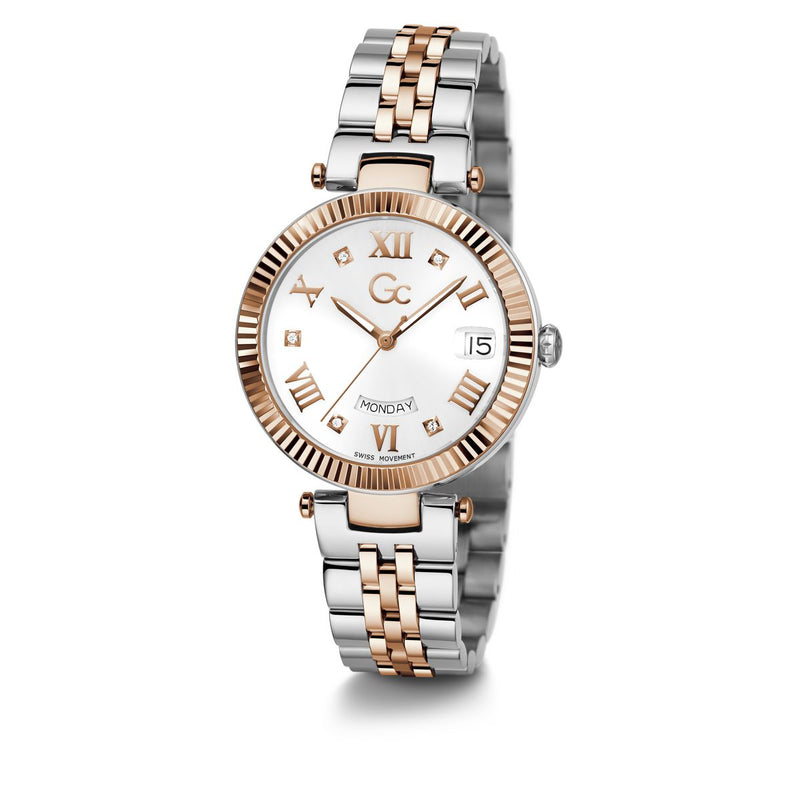 Gc Sport Chic White Round Dial Quartz Women Watch - Guess Collection Watch Gc