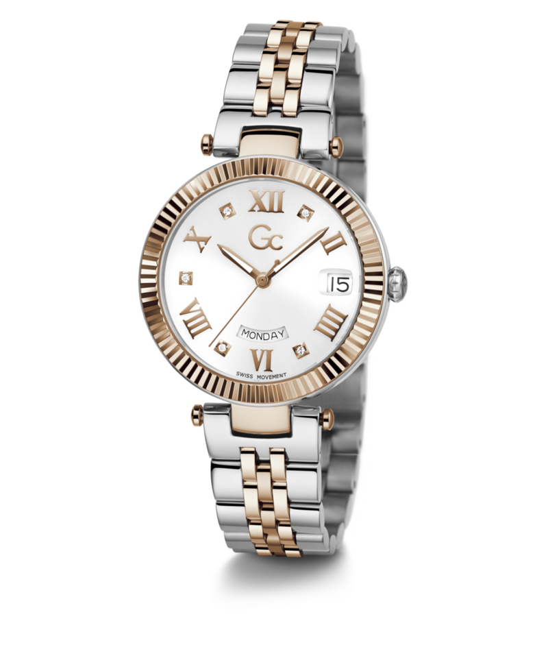Gc Sport Chic White Round Dial Quartz Women Watch - Guess Collection Watch Gc