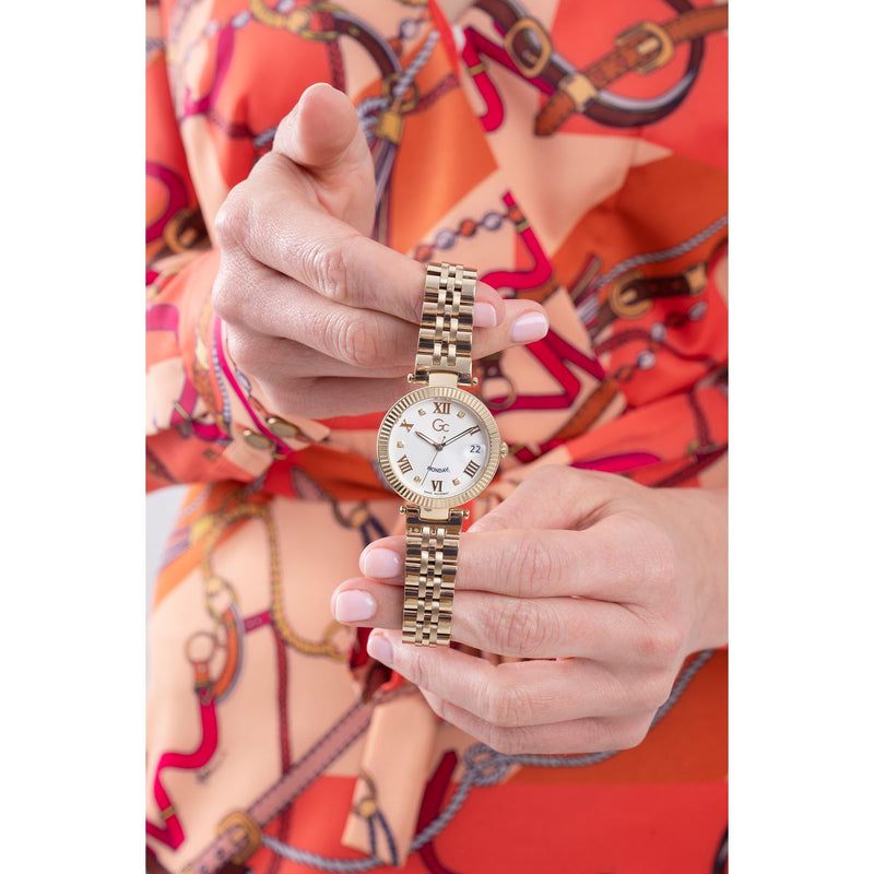 Gc Sport Chic White Round Dial Quartz Women Watch - Guess Collection Watch Gc