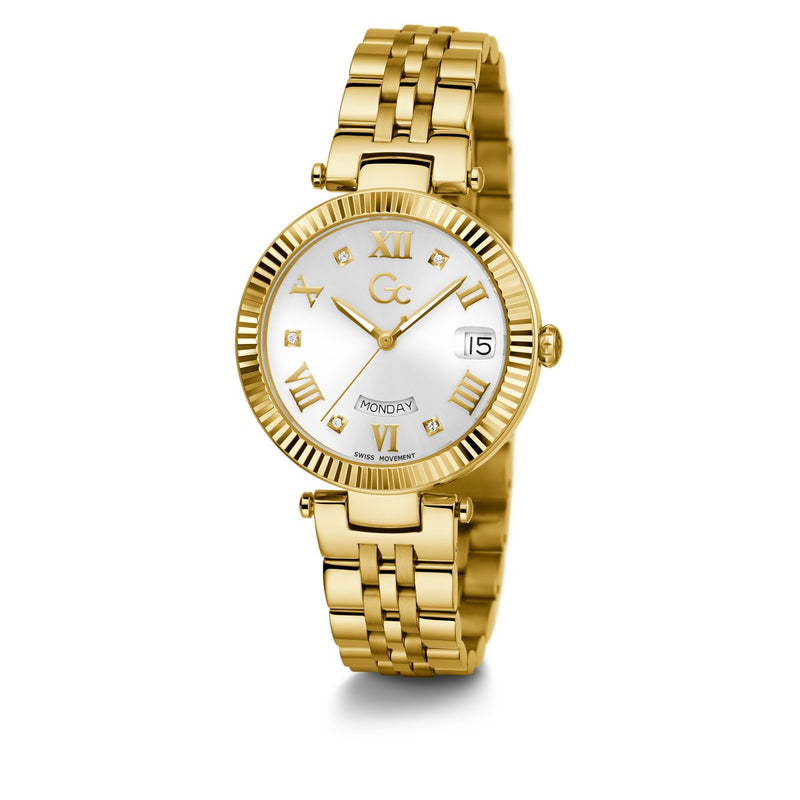 Gc Sport Chic White Round Dial Quartz Women Watch - Guess Collection Watch Gc
