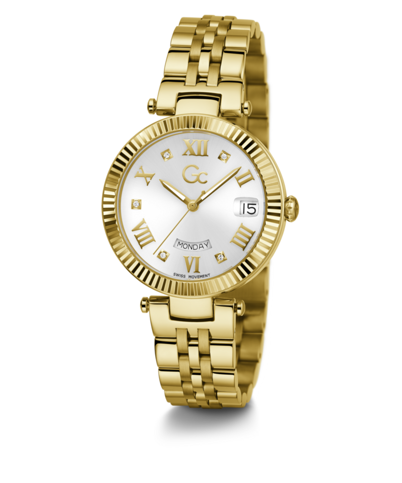 Gc Sport Chic White Round Dial Quartz Women Watch - Guess Collection Watch Gc