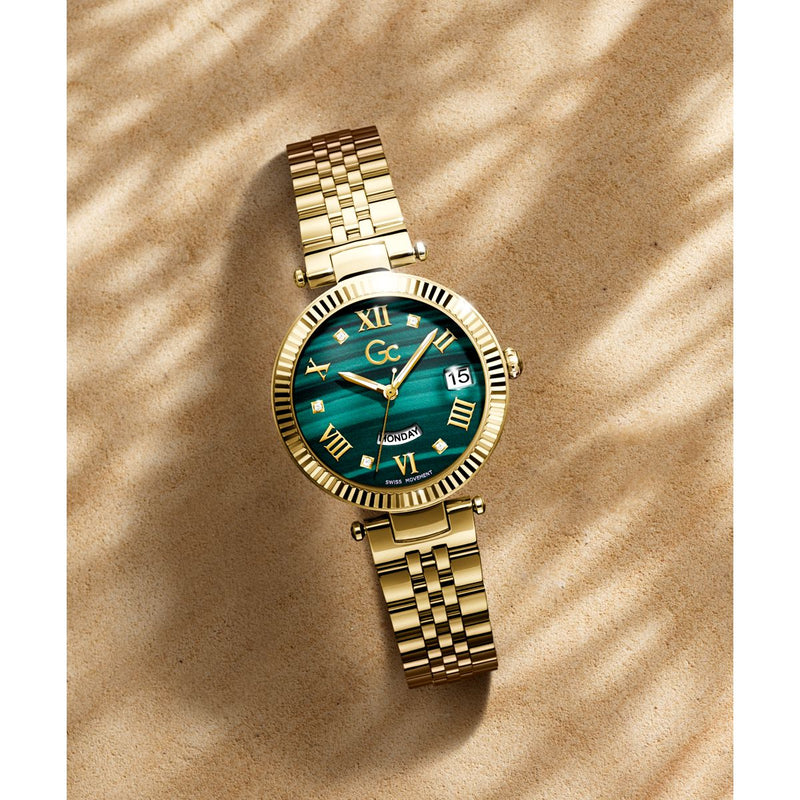 Gc Sport Chic Green Round Dial Quartz Women Watch - Guess Collection Watch Gc