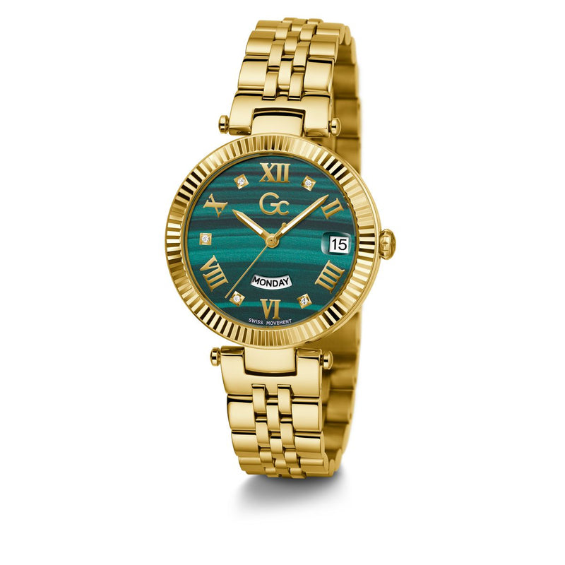 Gc Sport Chic Green Round Dial Quartz Women Watch - Guess Collection Watch Gc