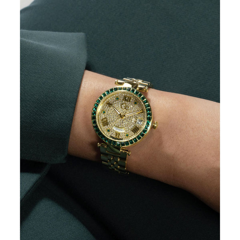 Gc Sport Chic Yellow Round Dial Quartz Women Watch - Guess Collection Watch Gc