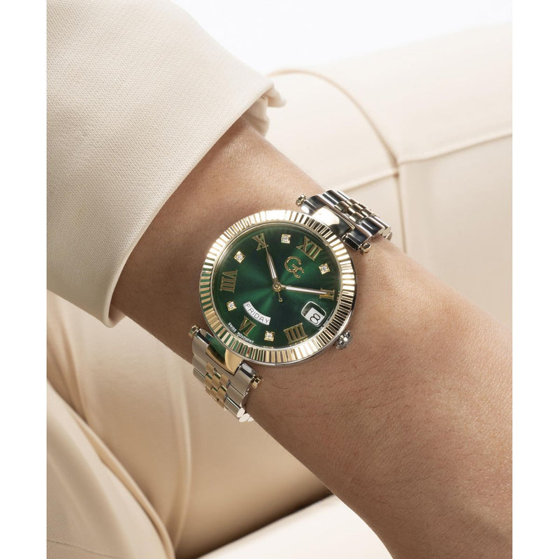 Gc Flair Green Round Dial Quartz Analog Women Watch - Guess Collection Watch Gc