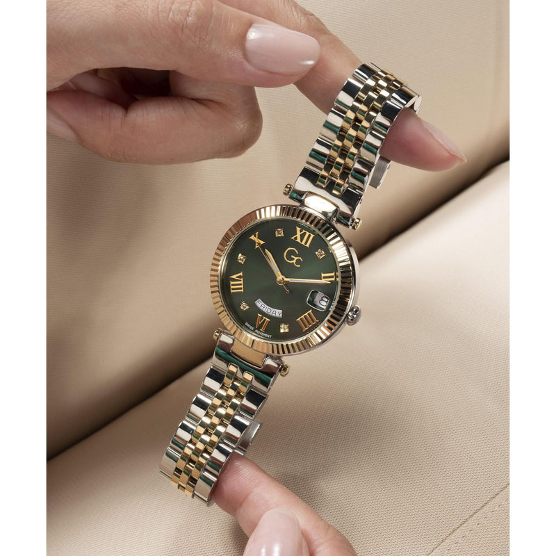 Gc Flair Green Round Dial Quartz Analog Women Watch - Guess Collection Watch Gc