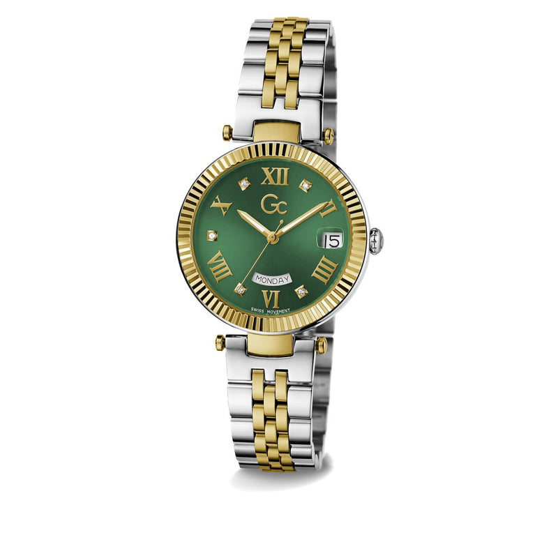 Gc Flair Green Round Dial Quartz Analog Women Watch - Guess Collection Watch Gc