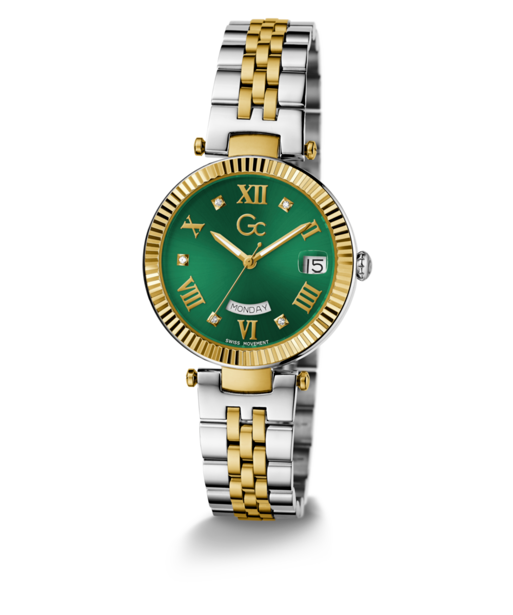 Gc Flair Green Round Dial Quartz Analog Women Watch - Guess Collection
