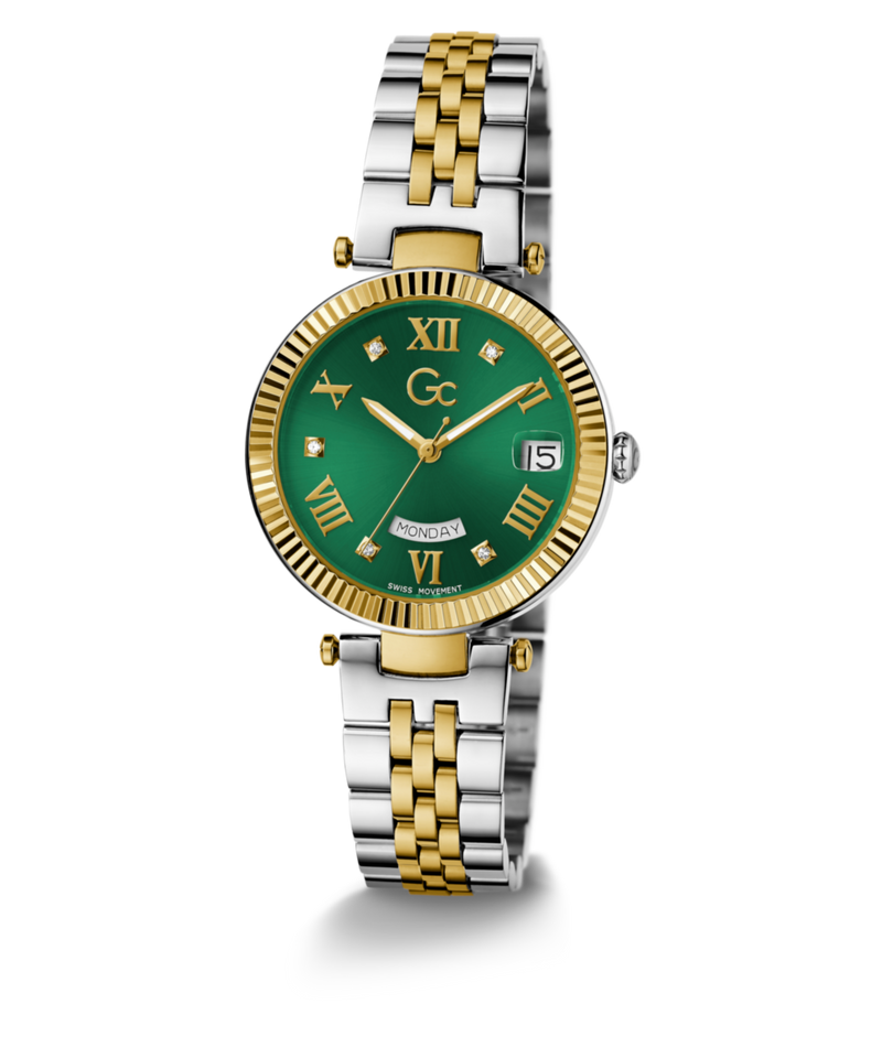 Gc Flair Green Round Dial Quartz Analog Women Watch - Guess Collection Watch Gc