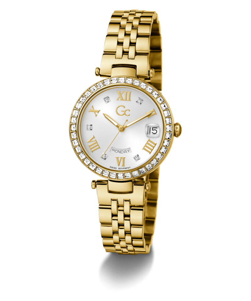 Gc Flair Crystal White Round Quartz Women Watch Watch Gc